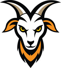 Tribal goat head with fierce expression Vector illustration