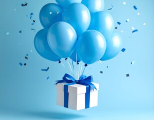 Blue balloons lift a gift box (1)