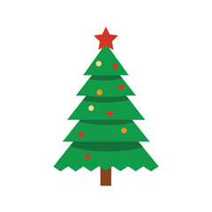 Festive Christmas tree with ornaments Vector illustration