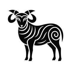 Modern tribal sheep with abstract line detail Vector illustration