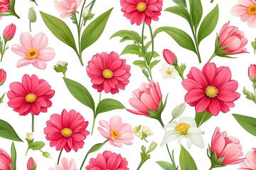 Fototapeta premium Spring flowers isolated on white background