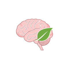 Healthy mind green leaf brain wellness nature