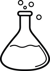 chemical flask with reaction icon line art vector illustration on transparent background
