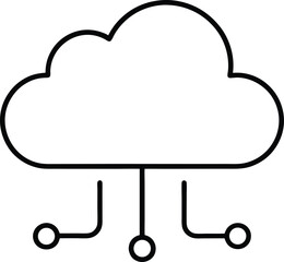 cloud computing icon line art vector illustration on transparent background
