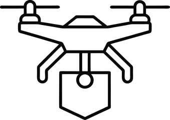 delivery drone icon line art vector illustration on transparent background
