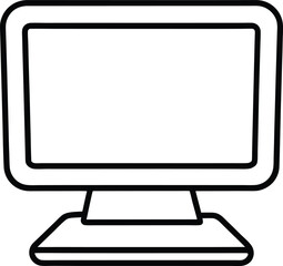 desktop computer icon line art vector illustration on transparent background
