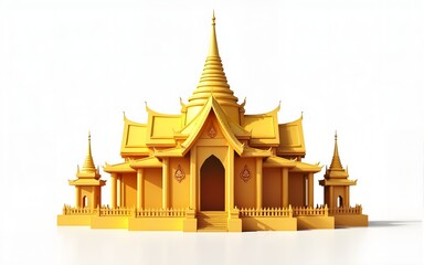 Fototapeta premium 3D icon of a golden temple in Thailand. High quality