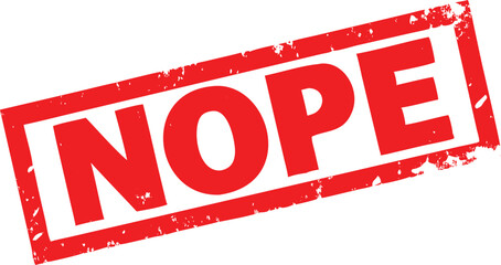 Red NOPE Rubber Stamp Illustration with Distressed Texture on a White Background