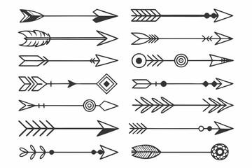 Vector set of hand drawn arrows with various designs suitable for decorative and conceptual design elements