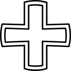 Obraz premium medical cross icon line art vector illustration on transparent background 