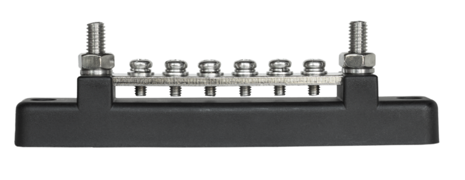 Close-up of a bus bar for wiring electronic circuits