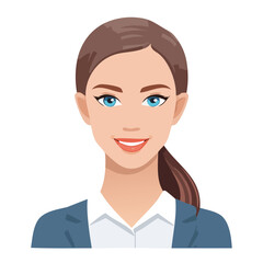 Flat Vector. Portrait of only one Woman. Simple Background.