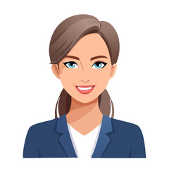 Flat Vector. Portrait of only one Woman. Simple Background.