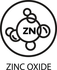 Zinc oxide molecule formula vector icon chemical compound zn symbol dermatology sunscreen ingredient
