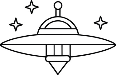 space station icon line art vector illustration on transparent background
