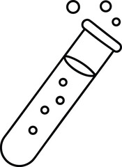 test tube with bubbles icon line art vector illustration on transparent background
