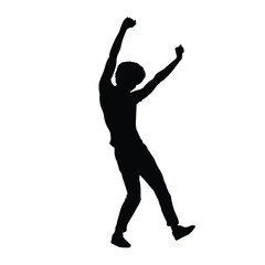 A dancing silhouette of a joyful person with raised arms, full of freedom, movement, and energy