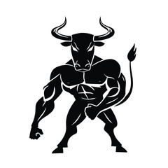 Fototapeta premium Powerful muscular bull silhouette strong animal