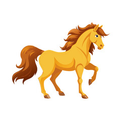 Vector illustration of an alert horse with a flowing mane and strong posture, standing on a white background.