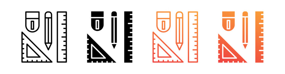 Stationery Multi Style Icon Set Vector 