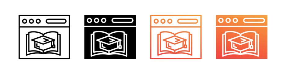 Online Education Multi Style Icon Set Vector 
