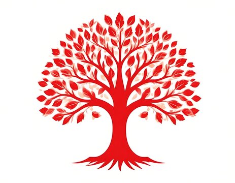 Red tree illustration vibrant design nature art graphic design tree of life family tree artistic tree drawing