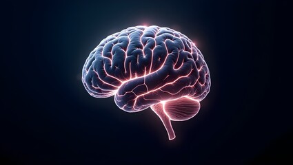 Abstract AI Brain Circuit with Glowing Lines