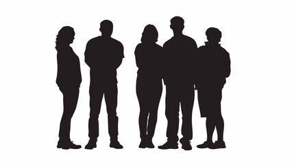 Group of People Silhouette Vector Standing Together