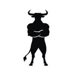 Strong bull silhouette arms crossed powerful animal