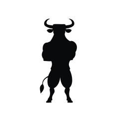Strong bull silhouette muscular animal bodybuilder