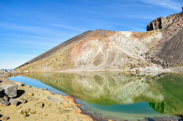 Emerald Lake reflection. Tongariro Alpine Crossing. New Zealand.