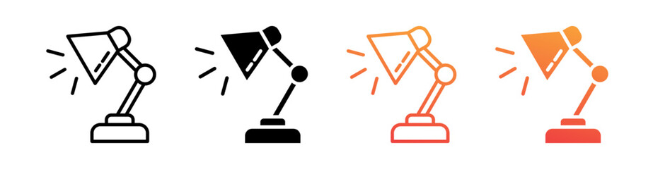 Desk Lamp Multi Style Icon Set Vector 