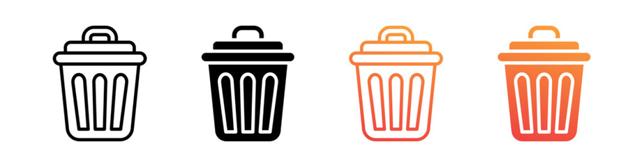Trash Multi Style Icon Set Vector 