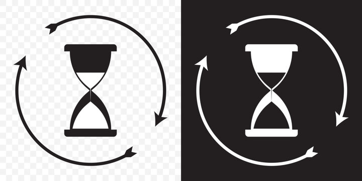 Anti aging hourglass icon. Waiting slow time single icon . isolated on Transparent and black background. Vector illustration. EPS 10
