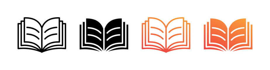 Book Multi Style Icon Set Vector 