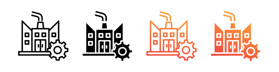 Manufacturing Multi Style Icon Set Vector 