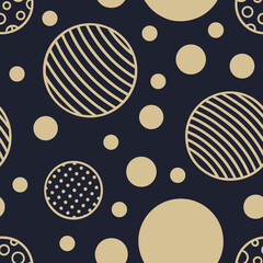 Fototapeta premium Bold seamless vector pattern with oversized dots and circles in metallic gold 