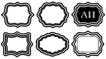 Fototapeta premium A collection of various elegant black and white frames with different decorative shapes and designs suitable for embellishing your designs