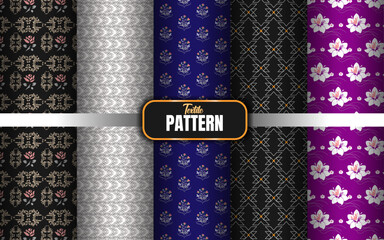 Seamless vector pattern set with floral and geometric vintage designs in pink for textile and wallpaper decoration