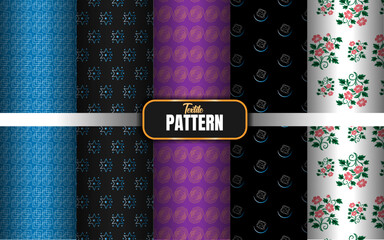 Vintage floral and geometric seamless pattern set with ribbon background design