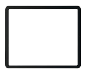 Black tablet computer mockup isolated on transparent background
