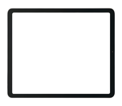 Black tablet computer mockup isolated on transparent background