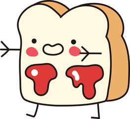 Cute Slice of Bread Walking like a Zombie Illustration
