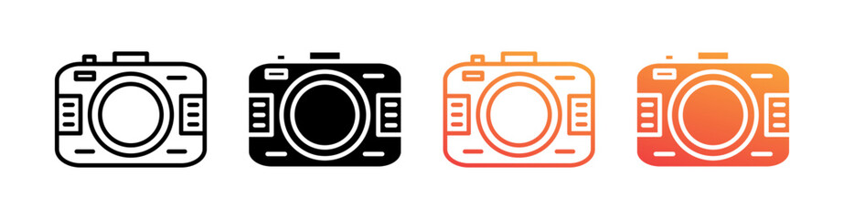Camera Multi Style Icon Set Vector 