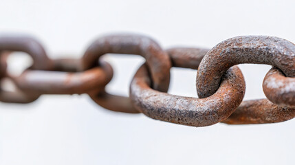 Obraz premium Rusty metal chain links create strong visual impact, showcasing texture and detail in industrial design