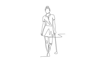 Female golfer concept one-line drawing