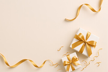 gold ribbon gift boxes with bow