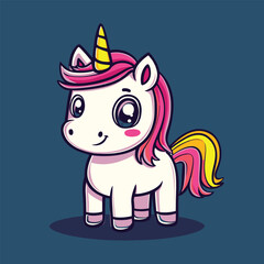 Magical Unicorn Icon: A whimsical and captivating cartoon illustration, brimming with vibrant colors and an aura of enchantment. This delightful artwork features a charming unicorn.