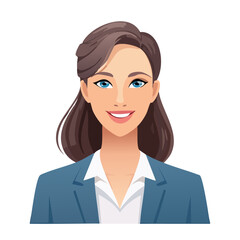 Flat Vector. Portrait of only one Woman. Simple Background.