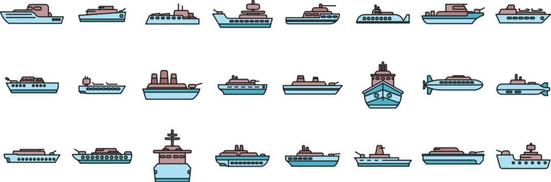 Fototapeta Diverse warships and naval vessels safeguarding maritime borders, ensuring national security and projecting power in the vast ocean